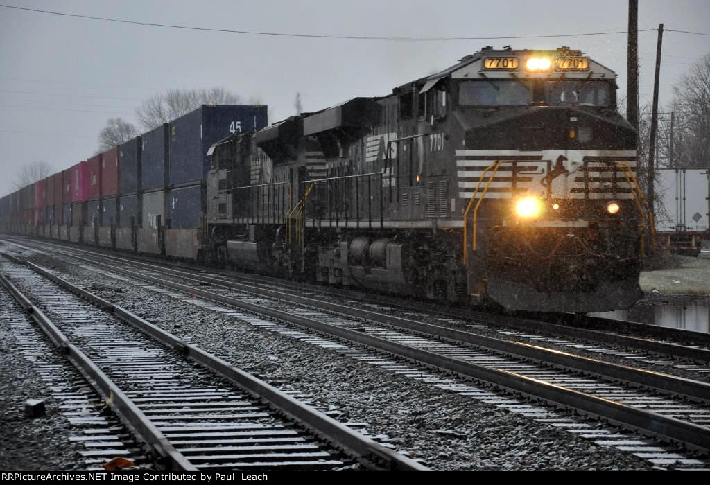 Westbound stack train in the morning gloom